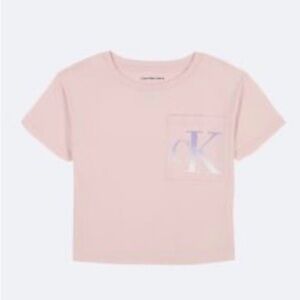 /Calvin Klein - Girls Monogram Logo Pocket Boxy Tee - New S
